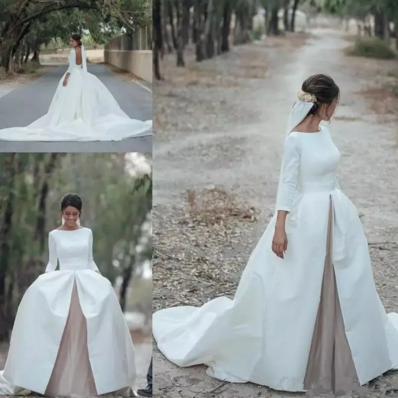 Modern Country Wedding Dress Sleeves Bateau Neck A Line Backless Champagne Tulle Bridal Gowns with Long Train
Modern Country Wedding Dress Sleeves Bateau Neck A Line Backless Champagne Tulle Bridal Gowns with Long Train