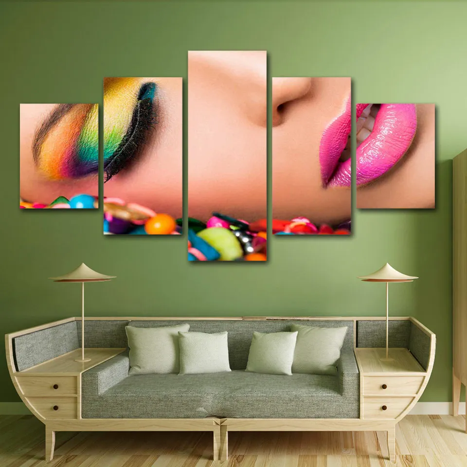 5 Panel Canvas Wall Picture Print And Poster Beuty Salon Beautiful Eye Lip Make-up Cosmetics Canvas Painting For Living Room
5 Panel Canvas Wall Picture Print And Poster Beuty Salon Beautiful Eye Lip Make-up Cosmetics Canvas Painting For Living Room