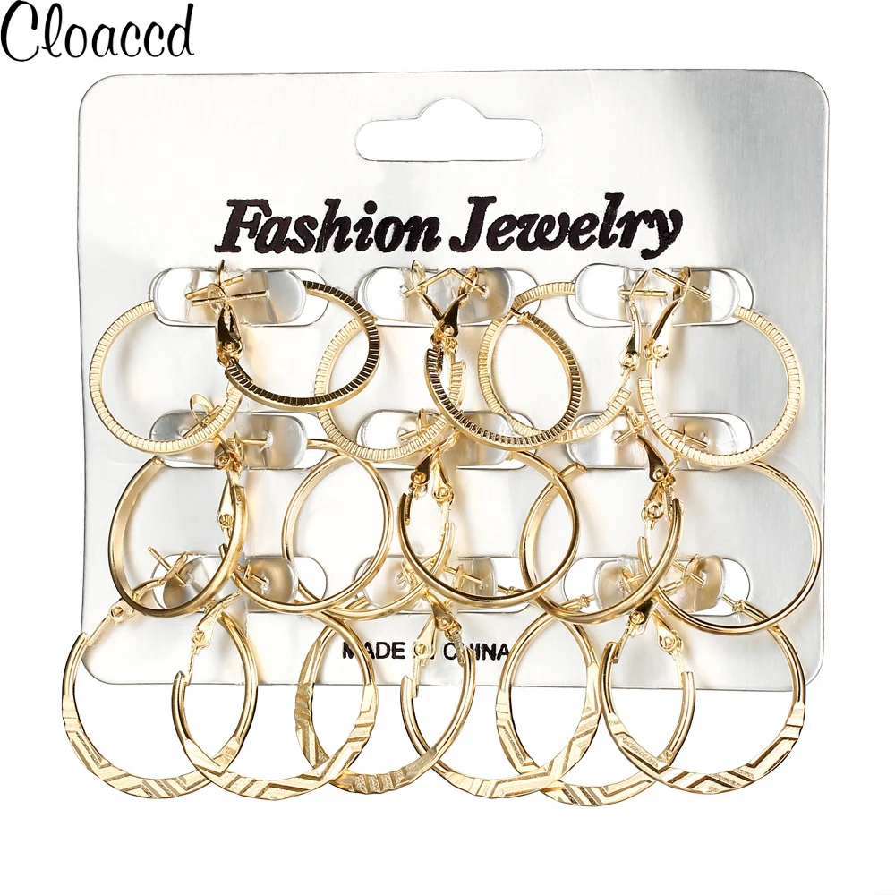 9Pair/Set Mixed Size Fashion Gold Color Hoop Earrings Set for Women Geometry Carving Circle Earring Party Jewelry Gifts
9Pair/Set Mixed Size Fashion Gold Color Hoop Earrings Set for Women Geometry Carving Circle Earring Party Jewelry Gifts
