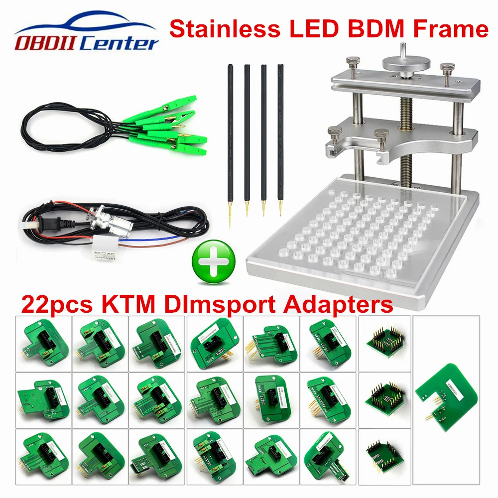 Stainless Steel BDM Frame Adapter LED BDM Frame Steel 22pcs Adapters For Ktag V7.020 KESS V2 V5.017 Galletto Fgtech V54 BDM100
Stainless Steel BDM Frame Adapter LED BDM Frame Steel 22pcs Adapters For Ktag V7.020 KESS V2 V5.017 Galletto Fgtech V54 BDM100