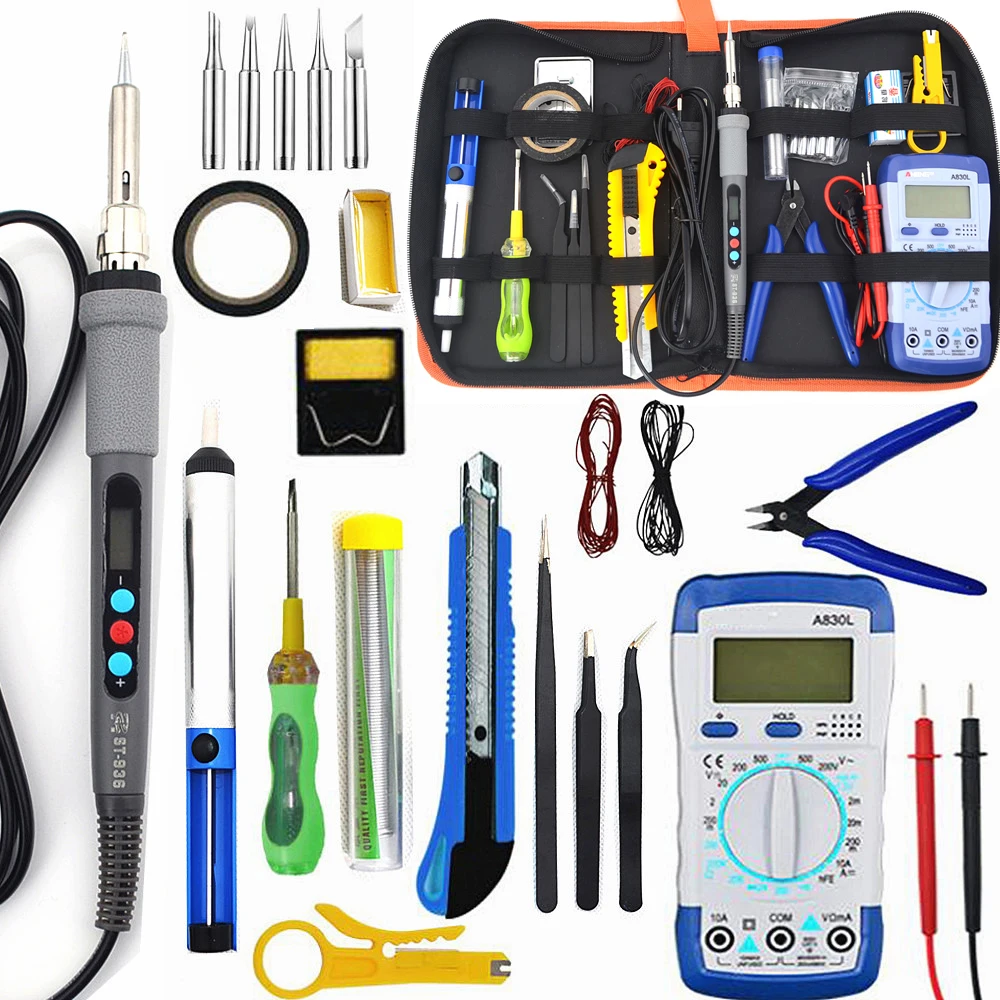 ST-936d Temperature Electric Soldering Iron Kit 110V-220V 60W Soldering Iron kit With Multimeter Desoldeirng Pump Welding Tool
ST-936d Temperature Electric Soldering Iron Kit 110V-220V 60W Soldering Iron kit With Multimeter Desoldeirng Pump Welding Tool