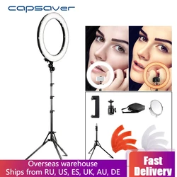 Capsaver RL-18 светодиодный кольцевой светильник 18 дюймов макияж лампа с штатив-зеркало с высоким индексом светопередачи, светодиодная 5500K камера...