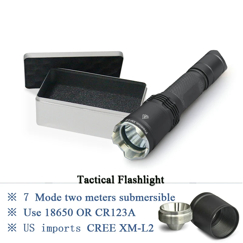 

tactical flashlight cree xm l2 led flashlight 18650 IPX-8 Waterproof torch lanterna Military hunting flash light torch linterna