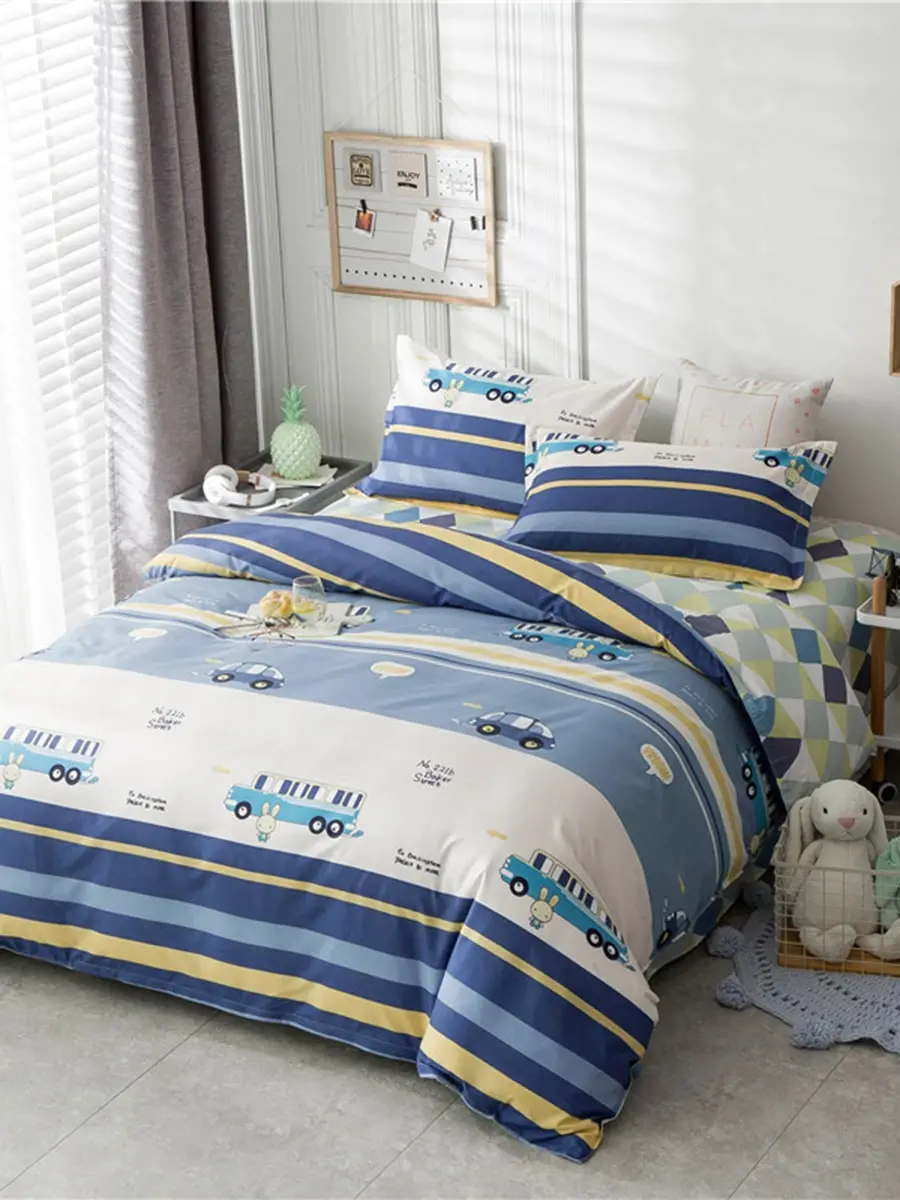 3/4Pcs Duvet Cover Set Cute Cartoon Bunny And Bus Pattern Comfortable Bedding Set
3/4Pcs Duvet Cover Set Cute Cartoon Bunny And Bus Pattern Comfortable Bedding Set
