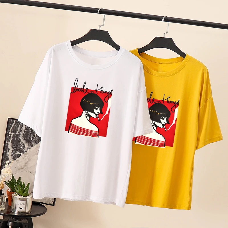 Summer 2019 Kawaii girl White print T-shirt Summer casual short-sleeve simple Female top tee Korean style Chemise Femme Black
Summer 2019 Kawaii girl White print T-shirt Summer casual short-sleeve simple Female top tee Korean style Chemise Femme Black