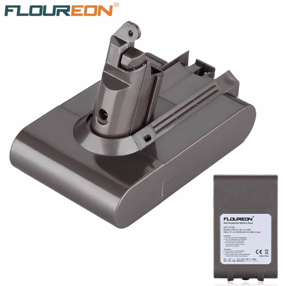 Floureon 21.6V 2000mAh Vacuum Cleaner Battery for Dyson V6 DC58 DC59 DC61 DC62 Li-ion Battery
Floureon 21.6V 2000mAh Vacuum Cleaner Battery for Dyson V6 DC58 DC59 DC61 DC62 Li-ion Battery