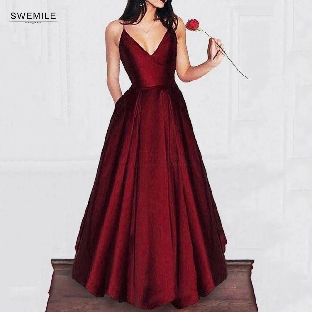 Sexy Backless Long Prom Dresses Elegant V-Neck Satin Evening Dresses with Pockets Plus Size Spaghetti Strap A-Line Party Dresses
Sexy Backless Long Prom Dresses Elegant V-Neck Satin Evening Dresses with Pockets Plus Size Spaghetti Strap A-Line Party Dresses