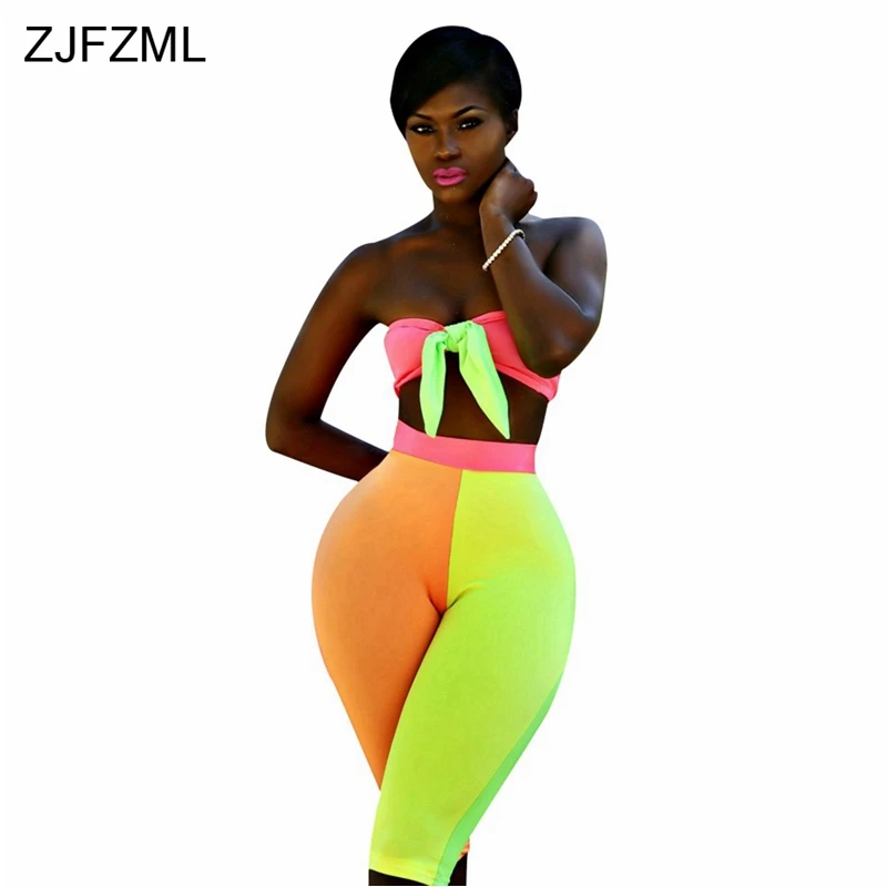 ZJFZML Contrast Color 2 Piece Outfit Women Bow Strapless Backless Crop Top+High Waist Skinny Shorts Suits Summer Two Piece Set
ZJFZML Contrast Color 2 Piece Outfit Women Bow Strapless Backless Crop Top+High Waist Skinny Shorts Suits Summer Two Piece Set