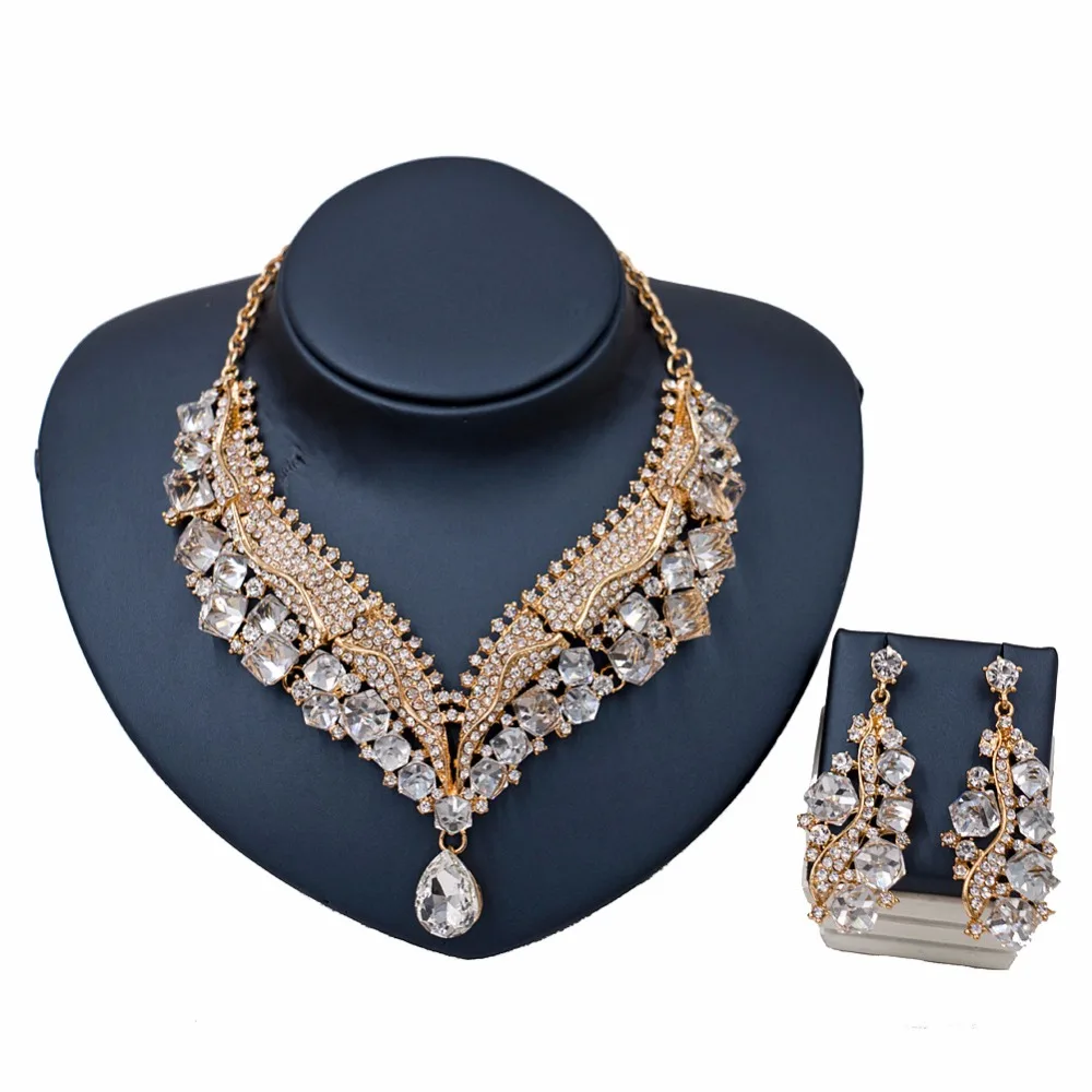 Luxury African Beads Statement Necklace Earrings Jewelry Sets for Women Rhinestones Crystal Gold Color Chain Pendant Accessories
Luxury African Beads Statement Necklace Earrings Jewelry Sets for Women Rhinestones Crystal Gold Color Chain Pendant Accessories