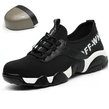 Verão de 2018 Homens com Biqueira de Aço Sapatos de Segurança do Trabalho Leve Reflexivo Respirável Casuais Da Sapatilha Evitar perfuração botas de Protecção(China)