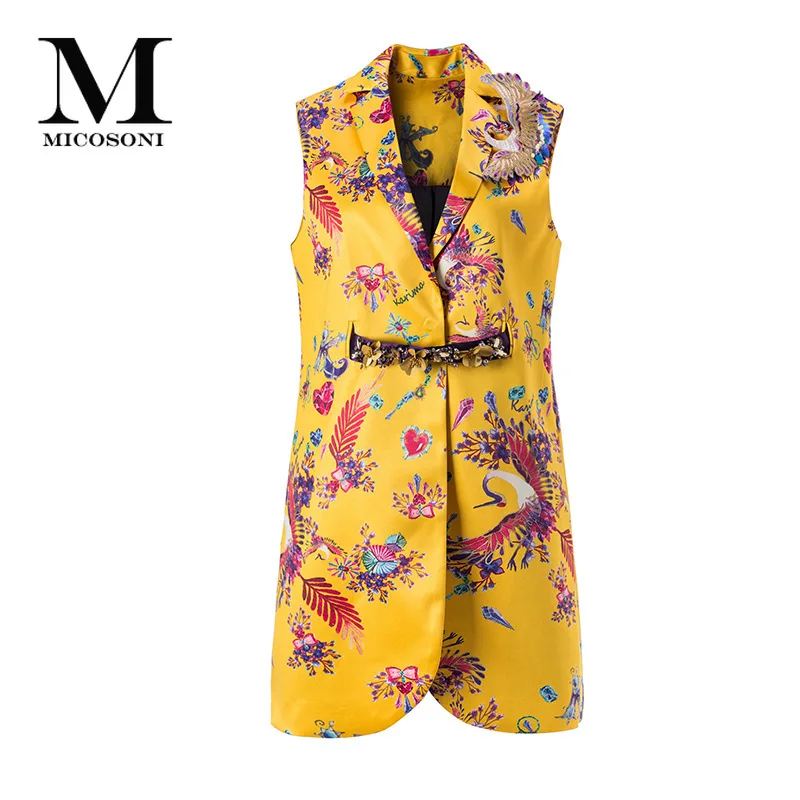 High Quality Runway Fashion Phoenix Flower Printing Phoenix Button long Vest with Nailed Beads Waistband Yellow women's Coat
High Quality Runway Fashion Phoenix Flower Printing Phoenix Button long Vest with Nailed Beads Waistband Yellow women's Coat