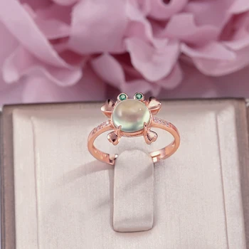 Rings For Women Fine Jewelry S925 Sterling Silver 100% 8*7mm Natural Prehnite Gemstone Crab Shaped Ring Animal Cute Anel R-PR010 
Rings For Women Fine Jewelry S925 Sterling Silver 100% 8*7mm Natural Prehnite Gemstone Crab Shaped Ring Animal Cute Anel R-PR010