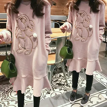 Maternity Clothings Dress Mother Cartoon Rabbit Pregnant Woman Dresses Lady Casual Clothes Lotus Leaf Cotton Comfortable Pink
Maternity Clothings Dress Mother Cartoon Rabbit Pregnant Woman Dresses Lady Casual Clothes Lotus Leaf Cotton Comfortable Pink