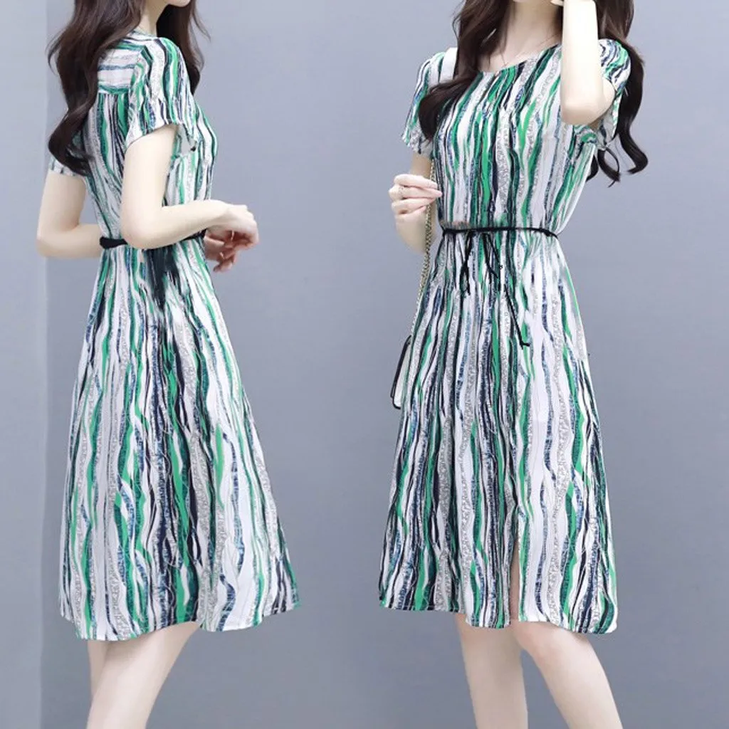 Women Dress 2019 Fashion Women Dress Stripe Printing Short Sleeve O-Neck Knee Length Dress Party Dress Vestidos Plus Size
Women Dress 2019 Fashion Women Dress Stripe Printing Short Sleeve O-Neck Knee Length Dress Party Dress Vestidos Plus Size