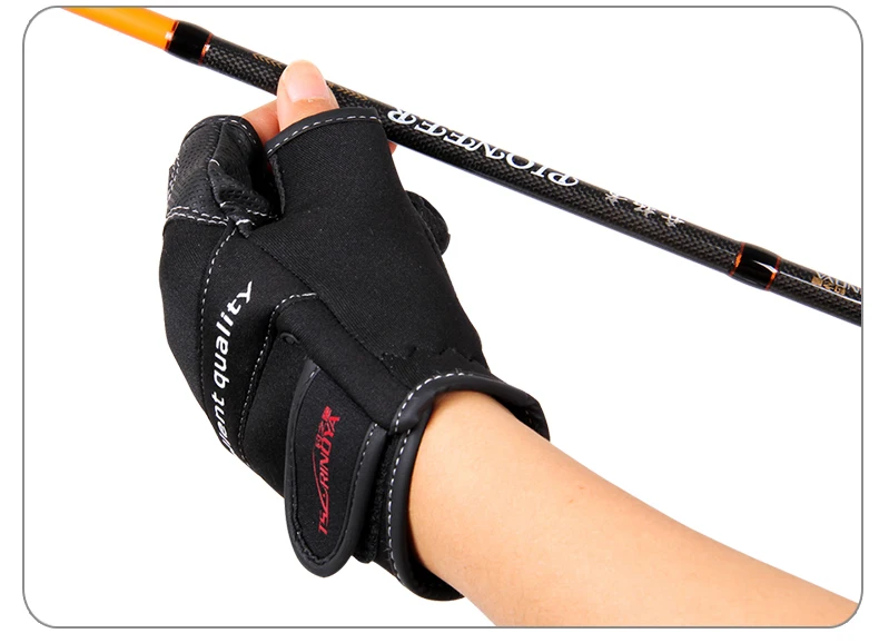 TSURINOYA High Quality 1pair LXL Size Three Fingerless Fishing Gloves Anti-Skid Breathable Sports Gloves Lure Fishing Tackle (8)