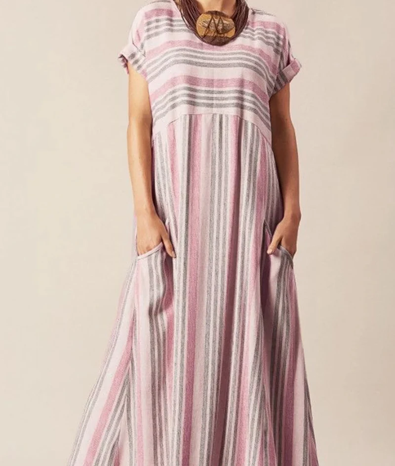 Women Cotton Dress 2019 Striped Print Short Sleeve Summer Dress Office Casual Loose Long Dresses with Pocket Vestidos
Women Cotton Dress 2019 Striped Print Short Sleeve Summer Dress Office Casual Loose Long Dresses with Pocket Vestidos