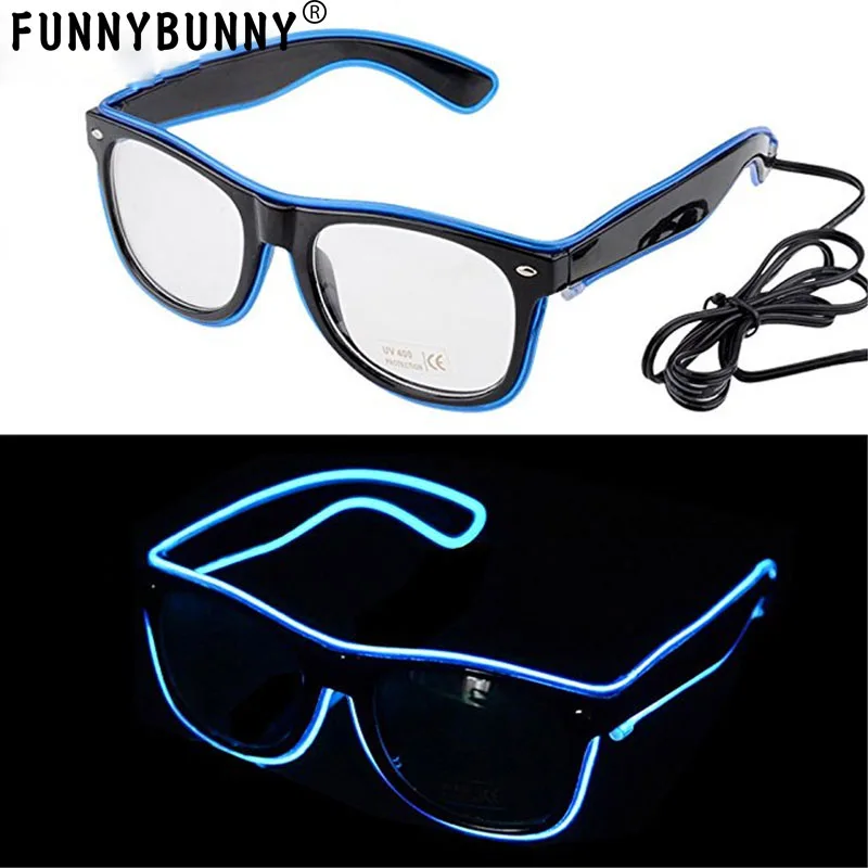 FUNNYBUNNY светящиеся мигающие светодиодные неоновые рейв очки El Wire солнцезащитные