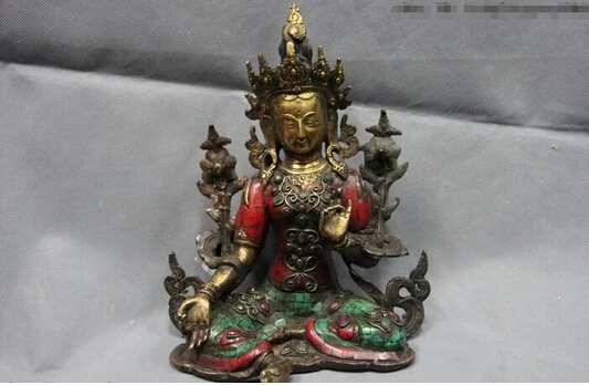 B0601 517 Tibet Copper Gilt inlay turquoise Ruby beryl Green TaRa padma KwanYin Guan Yin statue
B0601 517 Tibet Copper Gilt inlay turquoise Ruby beryl Green TaRa padma KwanYin Guan Yin statue