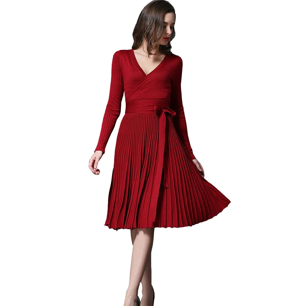 JAYCOSIN Women's Clothing V-Neck Long Sleeve Slim Dress Ladies Fashion Casual Solid Color Single Breasted Pleated Knit Dress
JAYCOSIN Women's Clothing V-Neck Long Sleeve Slim Dress Ladies Fashion Casual Solid Color Single Breasted Pleated Knit Dress