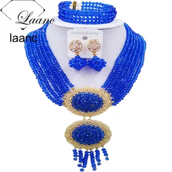 Laanc Fashionable Blue African Jewelry Set for Women Nigerian Beads Wedding Jewelry Sets 6PHLS005 
Laanc Fashionable Blue African Jewelry Set for Women Nigerian Beads Wedding Jewelry Sets 6PHLS005