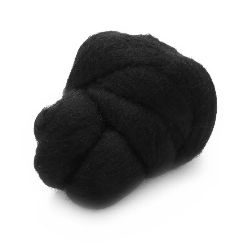 50g Black Dyed Wool Tops Roving Felting Wool Fibre Wool For Needle Felting Hand Spinning DIY Sewing Craft