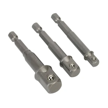 3pc Power Extension Socket Adaptor Has Hex A Bit For All Power Drill Chucks