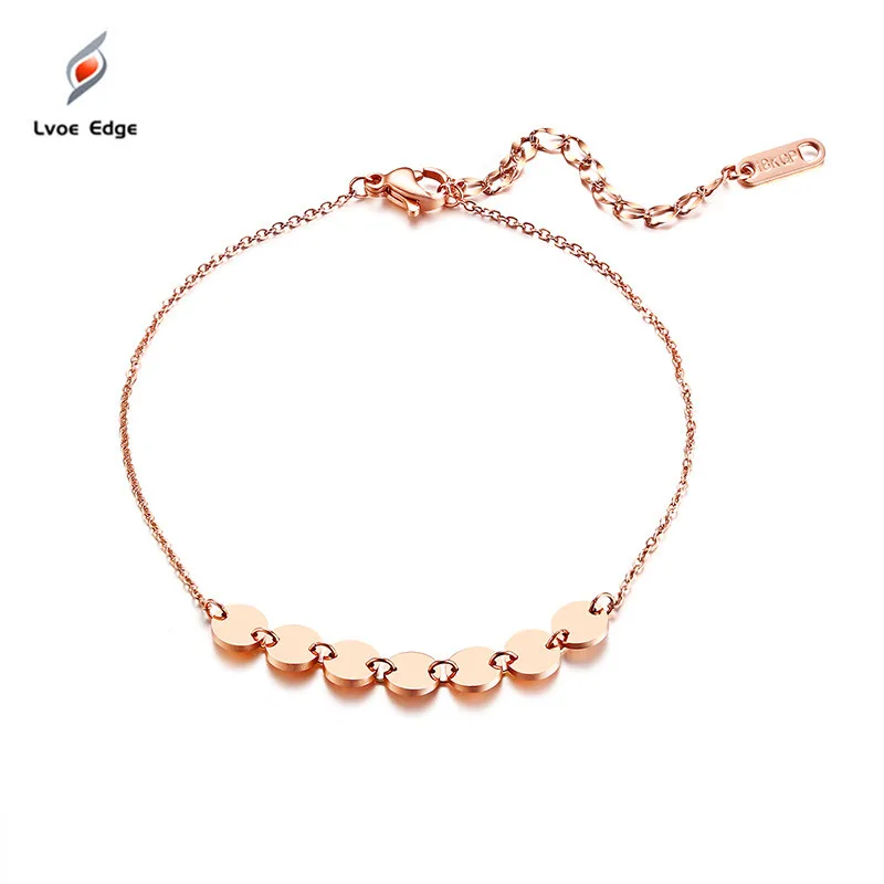 2019 Rose Gold Girls Anklets Stainless Steel Ankle Bracelets Foot Chain For Women Seven Small Round Coins Jewelry Gift
2019 Rose Gold Girls Anklets Stainless Steel Ankle Bracelets Foot Chain For Women Seven Small Round Coins Jewelry Gift