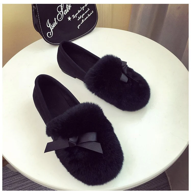 Fashion Lady Flcok Ankle Slip-On Booties 2018 New Autumn And Winter Women Warm Round Toe Short Plush Solid Shoe Size 35-40 M8D58 (31)
