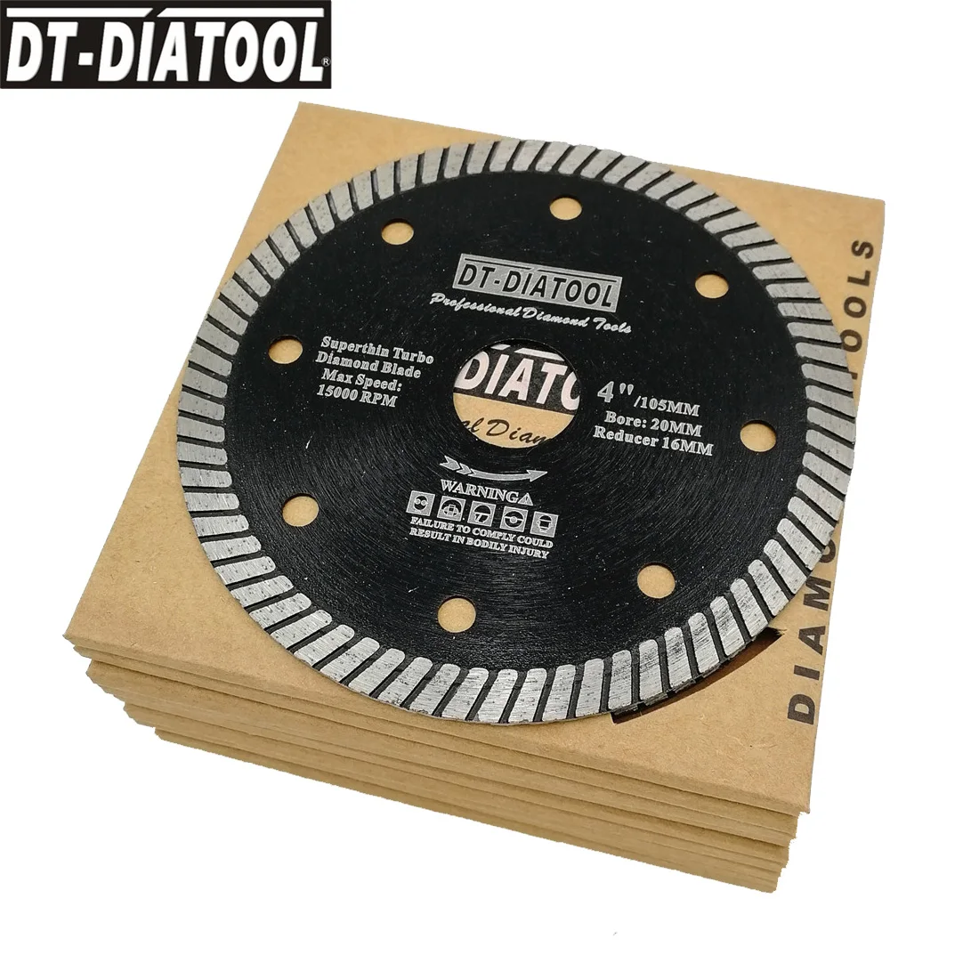 DT-DIATOOL 10pcs/pk Dia 105mm/4inch Diamond Super Thin Saw Blades Dry or wet Cutting Disc For Ceramic Tile Granite bore 20mm
DT-DIATOOL 10pcs/pk Dia 105mm/4inch Diamond Super Thin Saw Blades Dry or wet Cutting Disc For Ceramic Tile Granite bore 20mm