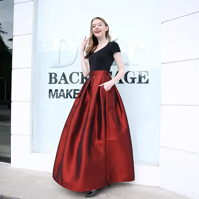 2020 Fashion Long Skirts Women Faldas High Waist Pleated Womans