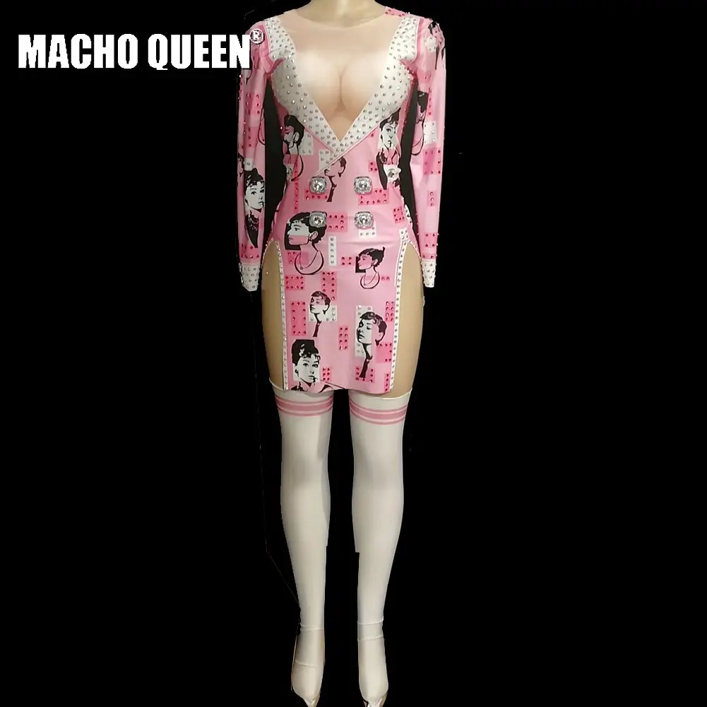 Sexy Drag Queen Costumes Sexy Pink Slipt Rhinestone Dresses Celebrity Red Carpet Runway Stage For Singer
Sexy Drag Queen Costumes Sexy Pink Slipt Rhinestone Dresses Celebrity Red Carpet Runway Stage For Singer