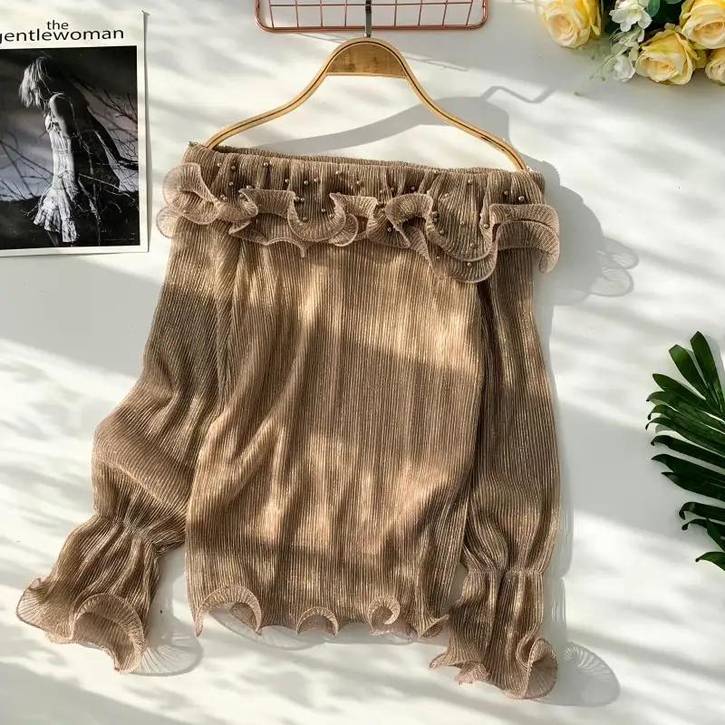 Neploe Ruched Ruffles Mesh Patchwork Women Blouse Beading Polka Dot SLASH NECK Girl Top 2019 Autumn Fashion Casual Female Blusa
Neploe Ruched Ruffles Mesh Patchwork Women Blouse Beading Polka Dot SLASH NECK Girl Top 2019 Autumn Fashion Casual Female Blusa