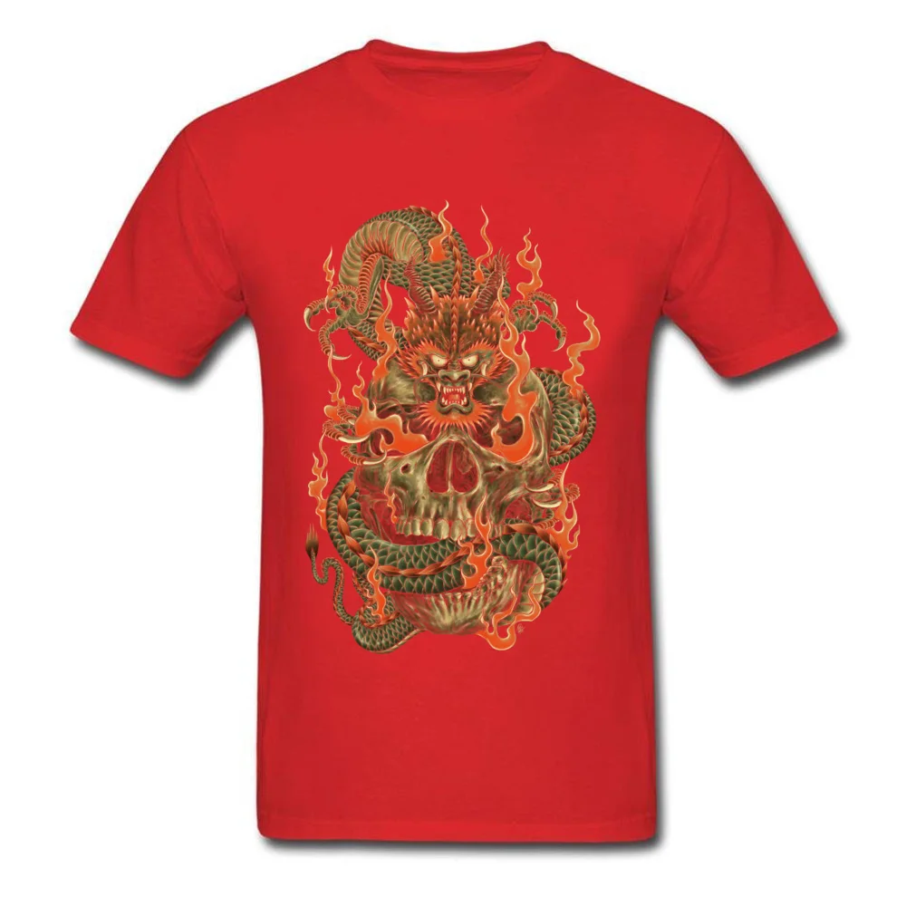 Special Oriental Dragon Design Short Sleeve T-Shirt Summer/Autumn Round Neck All Cotton Tees for Men T Shirt Normal Oriental Dragon red