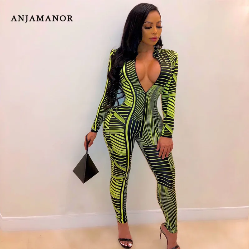 ANJAMANOR Geometric Stripe Print Sexy Bodycon Jumpsuit Women Fall 2019 Zipper Long Sleeve Romper Pants Night Out Outfits D91AD48
ANJAMANOR Geometric Stripe Print Sexy Bodycon Jumpsuit Women Fall 2019 Zipper Long Sleeve Romper Pants Night Out Outfits D91AD48