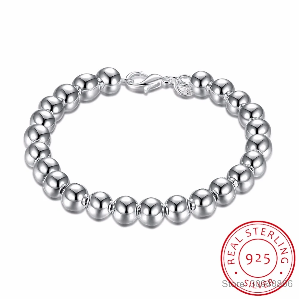 Fashion simple 925 sterling silver bracelet Solid design silver bead jewelry gift Woman / man silver bracelet 8mm Buddha ball
Fashion simple 925 sterling silver bracelet Solid design silver bead jewelry gift Woman / man silver bracelet 8mm Buddha ball