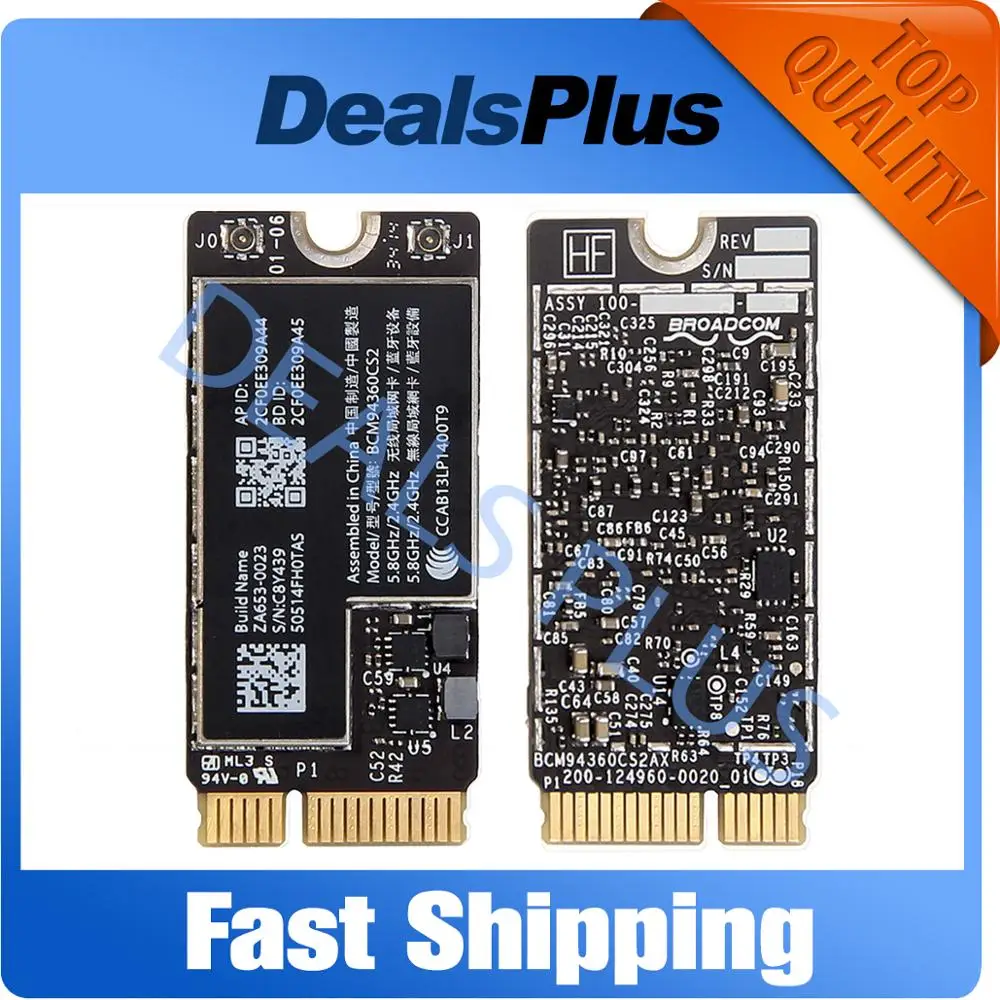 BCM94360CS2 Bluetooth Wireless Wifi Card For Macbook Air 13" A1466 A1465 MD760 MD711 A1369 A1370
BCM94360CS2 Bluetooth Wireless Wifi Card For Macbook Air 13" A1466 A1465 MD760 MD711 A1369 A1370