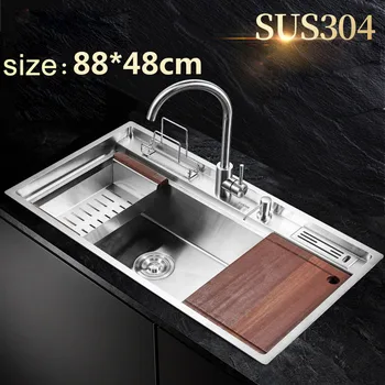 304 stainless steel manual single slot 88cm*48cm manual drawing basins on the thickening tank big single bowl kitchen sink
304 stainless steel manual single slot 88cm*48cm manual drawing basins on the thickening tank big single bowl kitchen sink