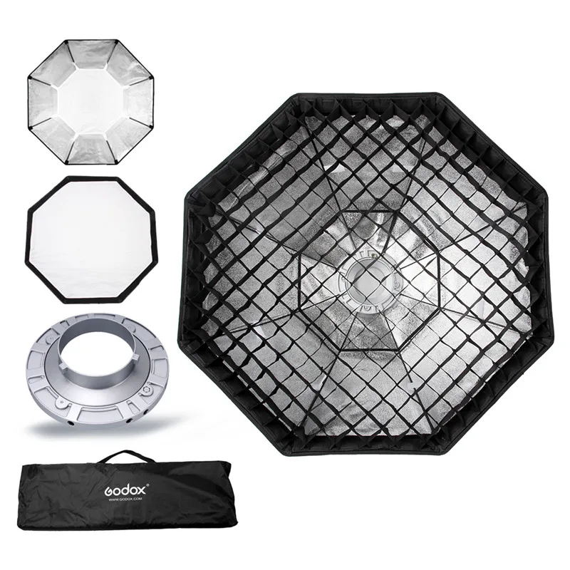 Godox Softbox 120cm 47" Octagon Honeycomb Grid Softbox soft box with Bowens Mount for Studio Flash
Godox Softbox 120cm 47" Octagon Honeycomb Grid Softbox soft box with Bowens Mount for Studio Flash