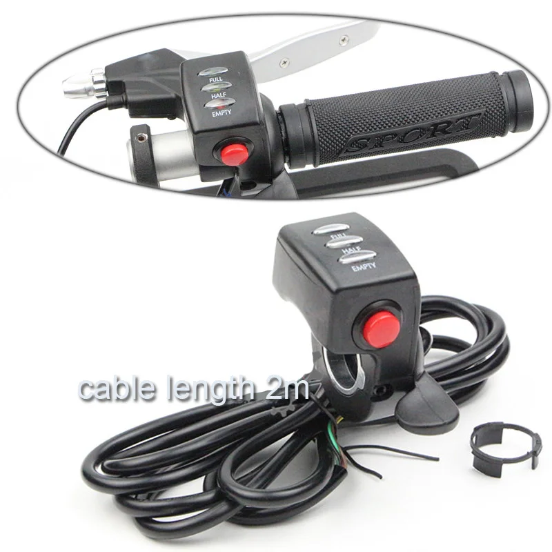 24V/36V/48V Twist Throttle Thumb Control With Battery Indicator 6 Wires For Electric Scooter E-bike Bike handlebar
24V/36V/48V Twist Throttle Thumb Control With Battery Indicator 6 Wires For Electric Scooter E-bike Bike handlebar