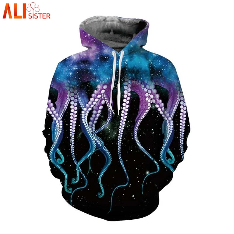 Толстовка с капюшоном Alisister Galaxy Spave Octopus мужская и женская толстовка унисекс 3D