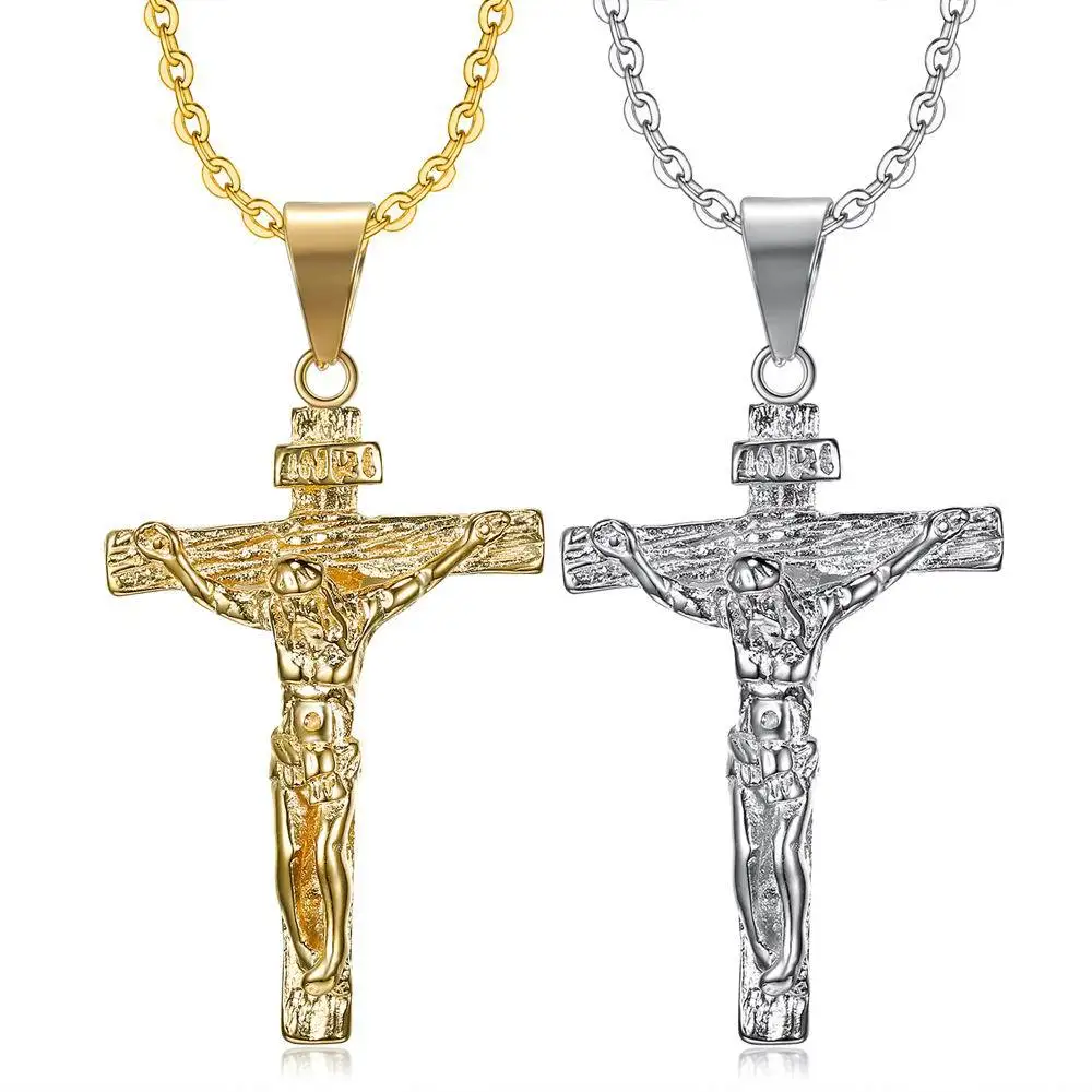 New fashion high quality stainless steel gold cross men's necklace pendant jewelry gift
New fashion high quality stainless steel gold cross men's necklace pendant jewelry gift