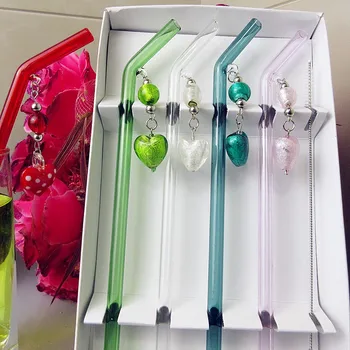 Wholesale custom colorful hand blown glass Straw glass heart shape pendant wedding party tableware drink creative bending Straw
Wholesale custom colorful hand blown glass Straw glass heart shape pendant wedding party tableware drink creative bending Straw