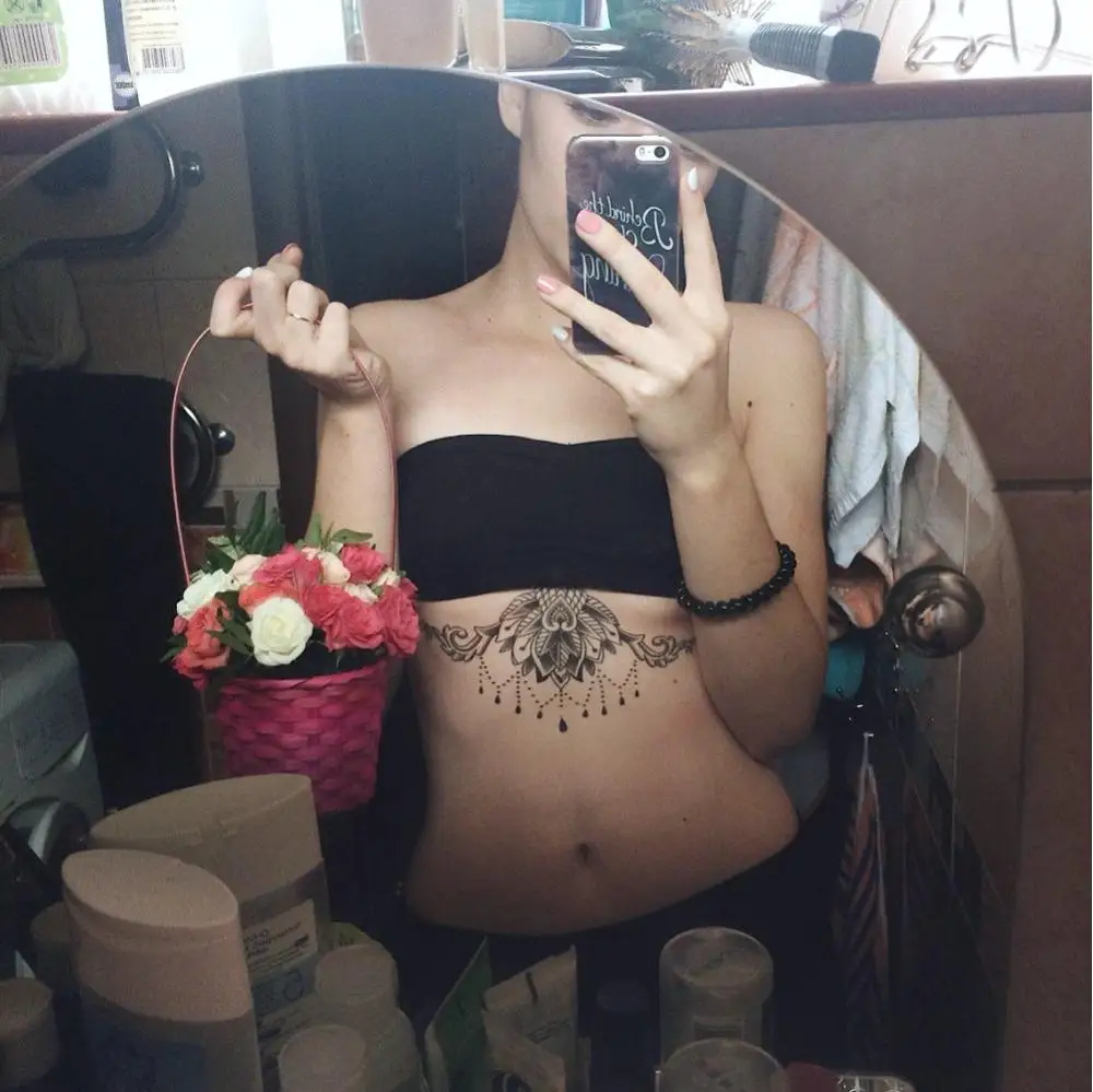 Waterproof Temporary Tattoo sticker body henna waist breast chest mandala tatto stickers flash tatoo fake tattoos for women 19 5