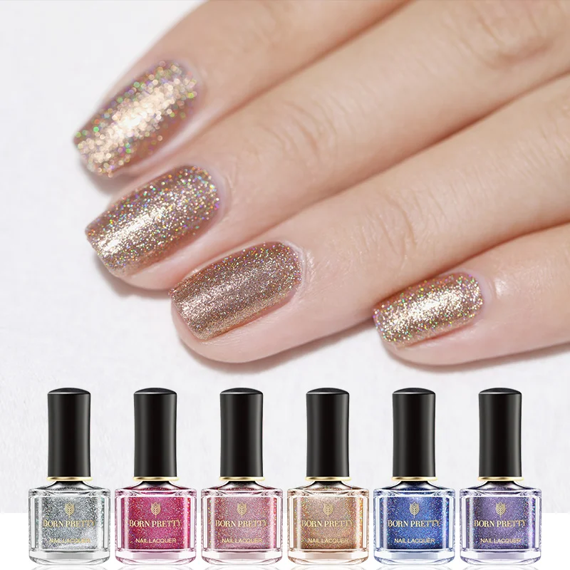 

BORN PRETTY 6ml Nail Polish Holographic Glitter Sequins Nail Art Varnish Shiny Shimmer Nail Art Manicure DIY Design