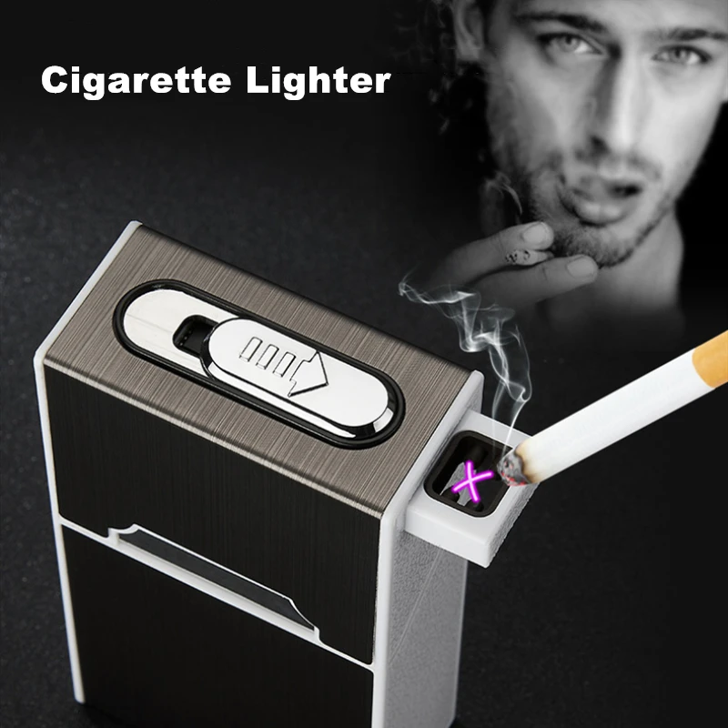 Dual Arc USB Lighter Waterproof 20pcs Cigarette Box With Tobacco Plasma Lighter Cigarette Case Electronic Gadgets For Men
Dual Arc USB Lighter Waterproof 20pcs Cigarette Box With Tobacco Plasma Lighter Cigarette Case Electronic Gadgets For Men