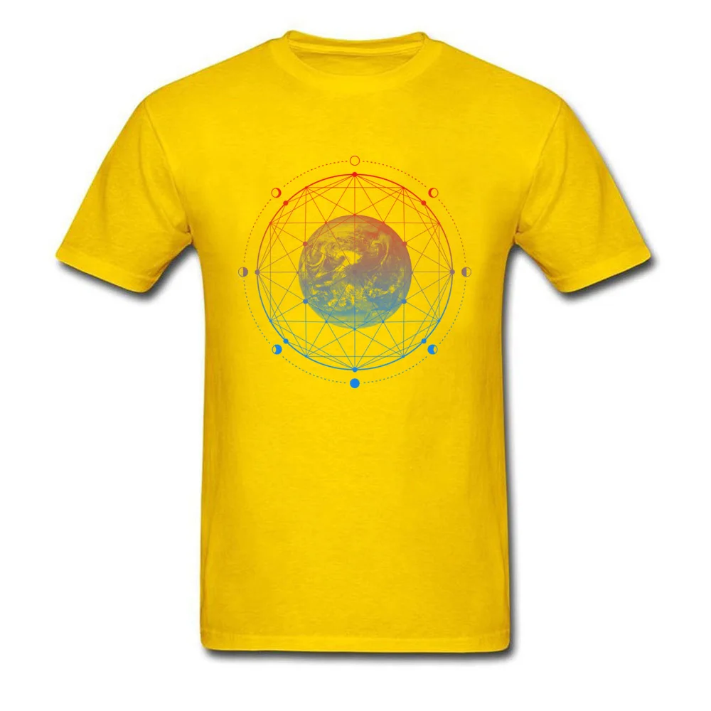Moon Phases Pure Cotton Tops Shirt for Men Printing T Shirt Casual Graphic Crew Neck Tee-Shirts Short Sleeve Top Quality Moon Phases yellow