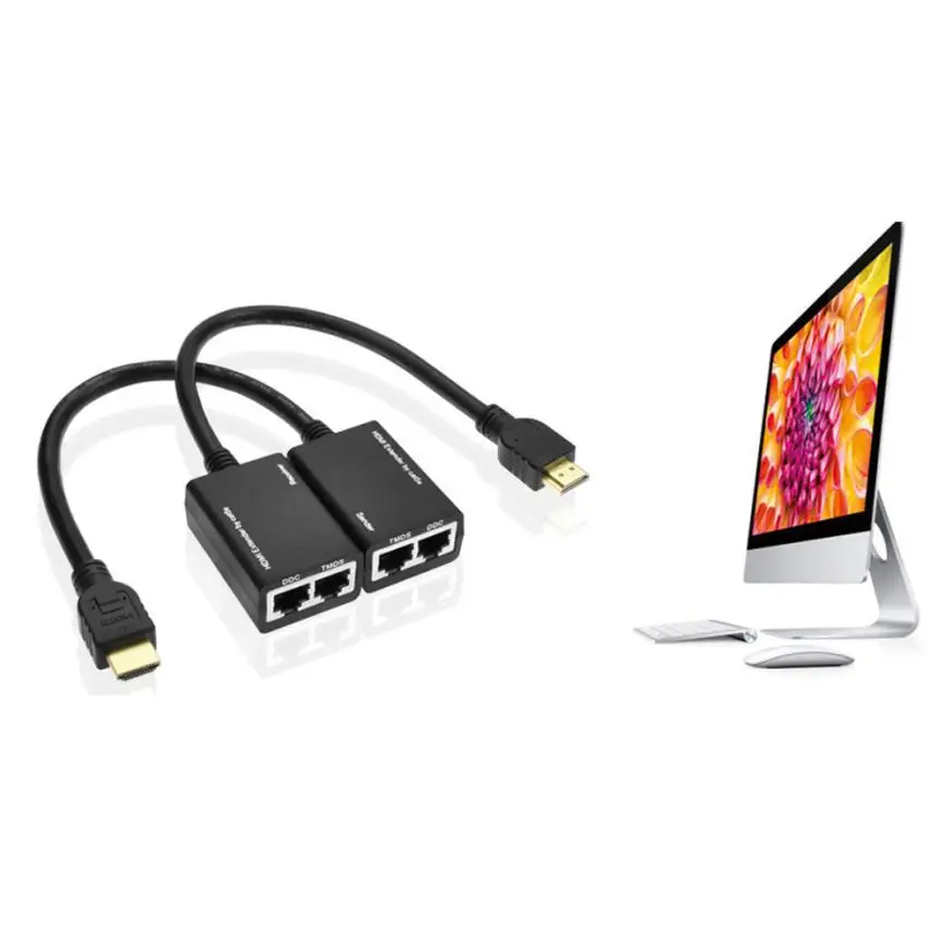 Hiperdeal HDMI по RJ45 CAT5e CAT6 LAN Ethernet Balun расширитель репитер до 100ft1080P Apr 18| |