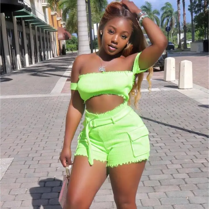 BKLD 2019 Sexy Party Club Two Piece Set Solid Bodycon 2 Piece Set Women Off Shoulder Crop Top And Shorts Summer Women Neon Sets
BKLD 2019 Sexy Party Club Two Piece Set Solid Bodycon 2 Piece Set Women Off Shoulder Crop Top And Shorts Summer Women Neon Sets