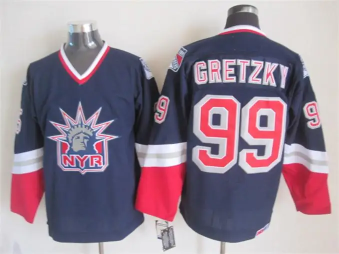 

#99 WAYNE GRETZKY NEW YORK Lady Liberty mens high quality Hockey Jersey Embroidery Stitched Customize any number and name