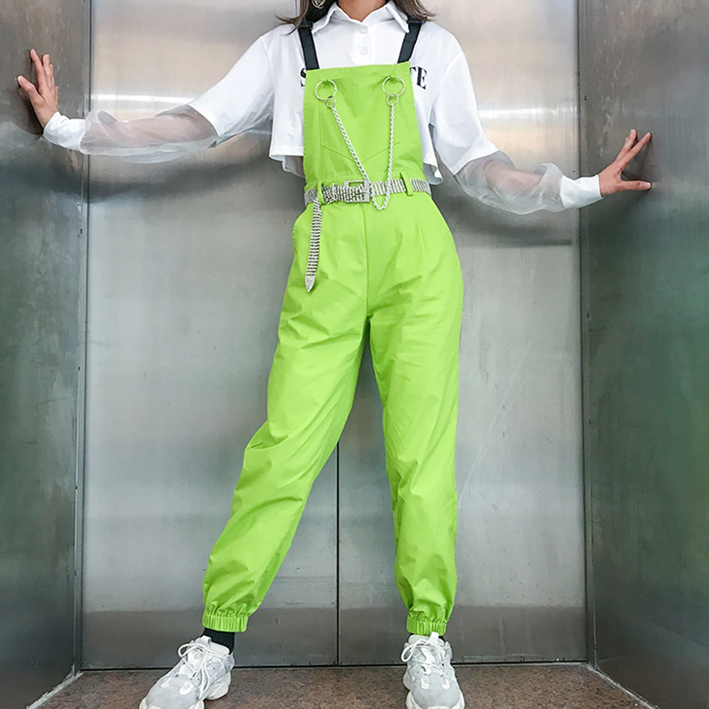 Elastic High Waist Buckle Ribbon Suspender Strap Ring Chain Pocket Cargo Jogger Pant Punk Gothic Overalls Romper Streetwear Kpop
Elastic High Waist Buckle Ribbon Suspender Strap Ring Chain Pocket Cargo Jogger Pant Punk Gothic Overalls Romper Streetwear Kpop